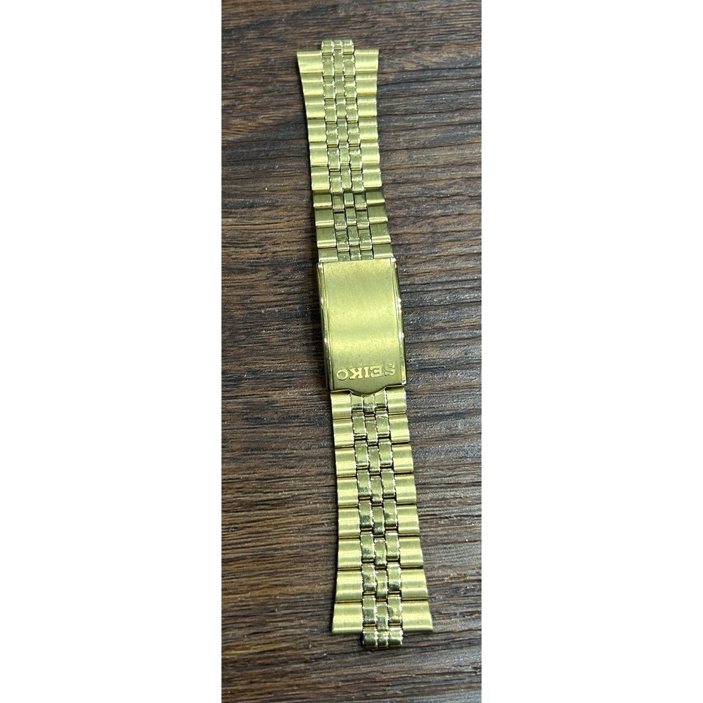 Vintage Seiko Bracelet Stainless Steel Gold Tone Tri Folding Clasp New
